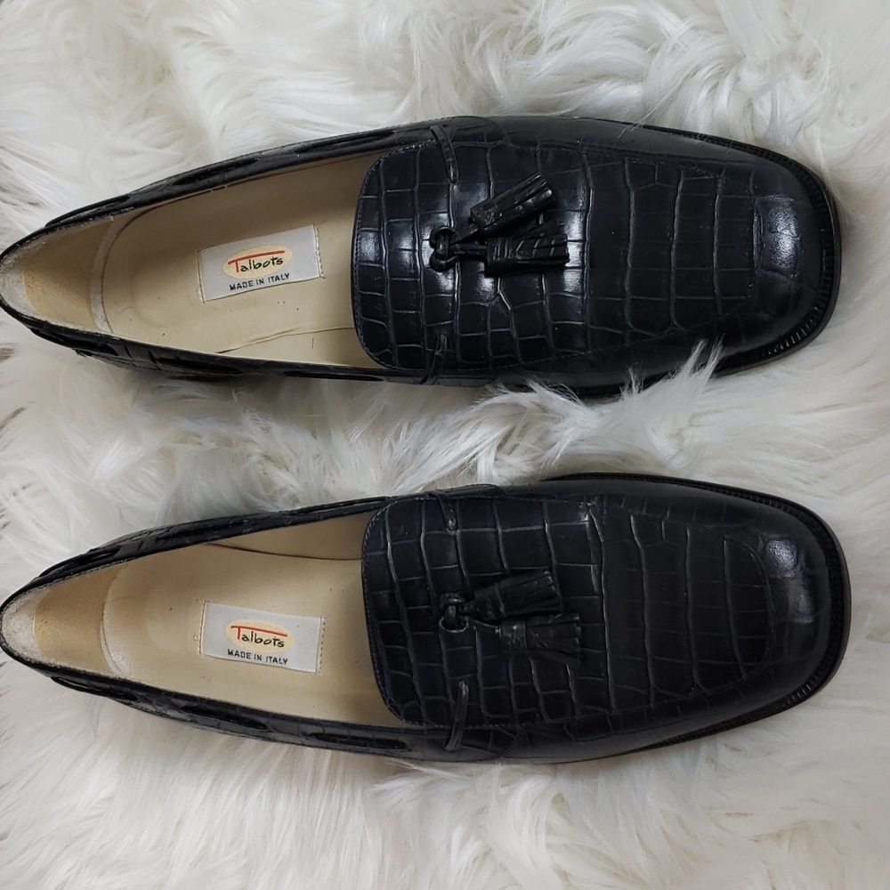 Talbots Black Croc-Embossed Loafers